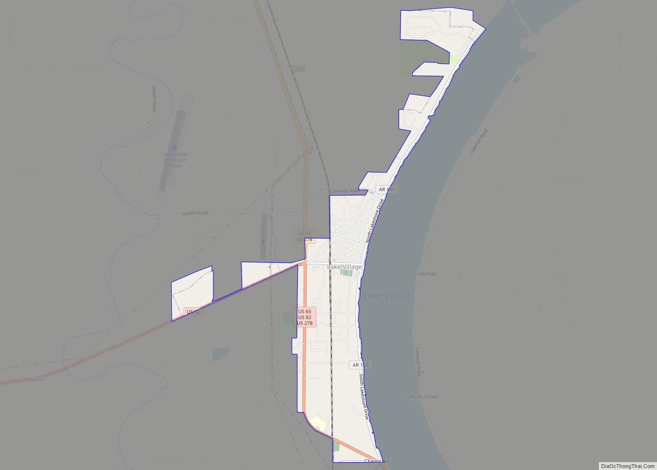 Map of Lake Village city