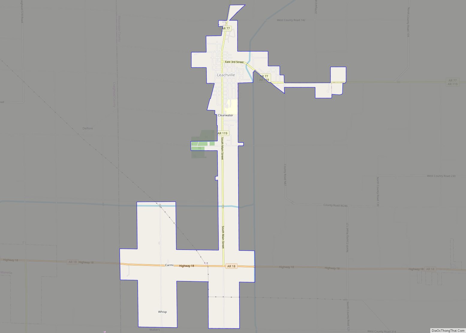 Map of Leachville city