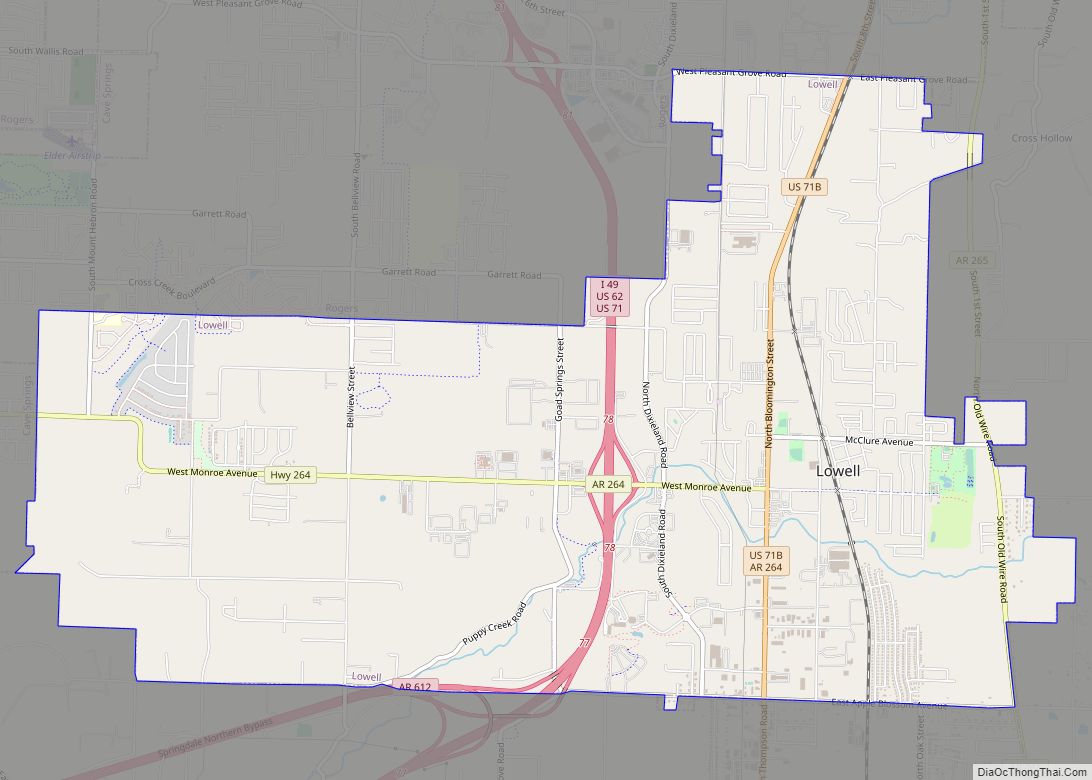 Map of Lowell city