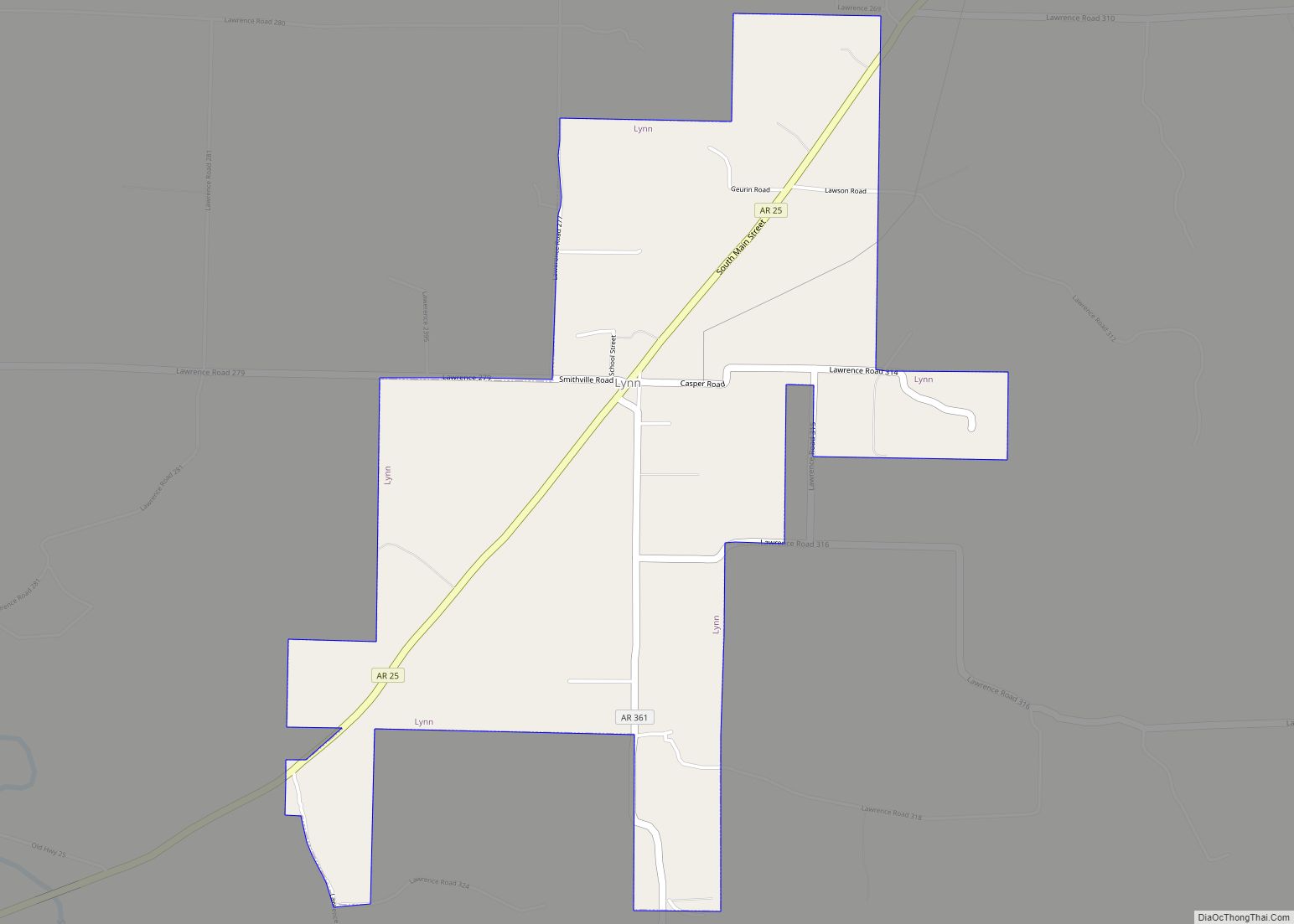 Map of Lynn town, Arkansas