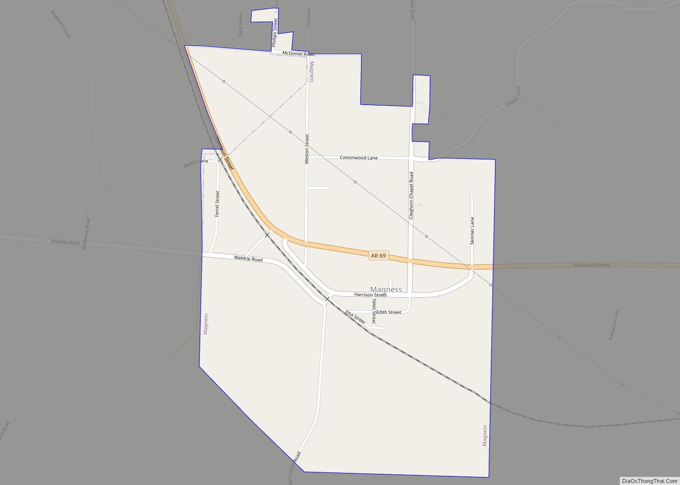 Map of Magness town
