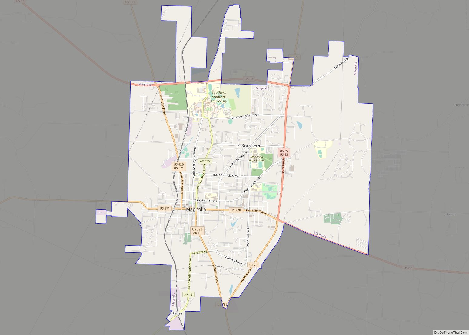 Map of Magnolia city