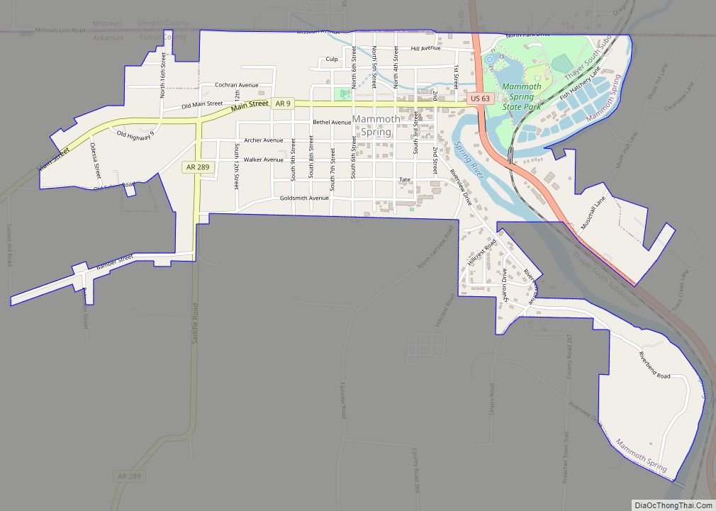 Map of Mammoth Spring city