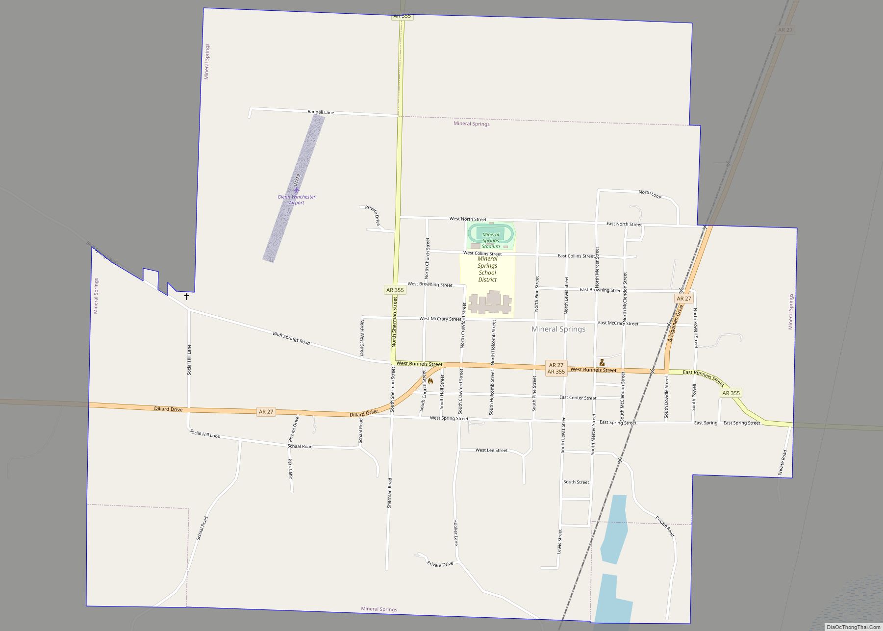Map of Mineral Springs city