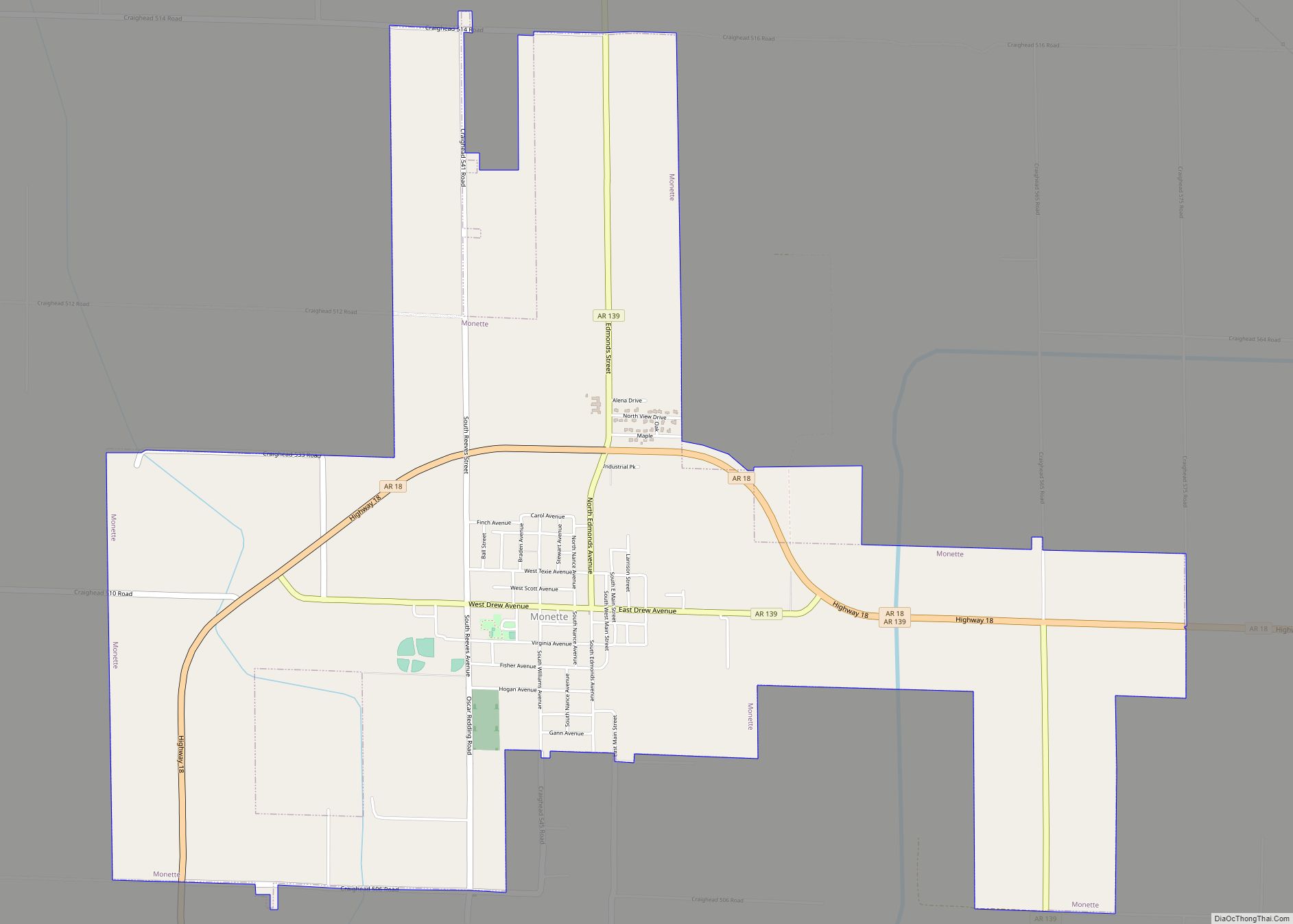 Map of Monette city