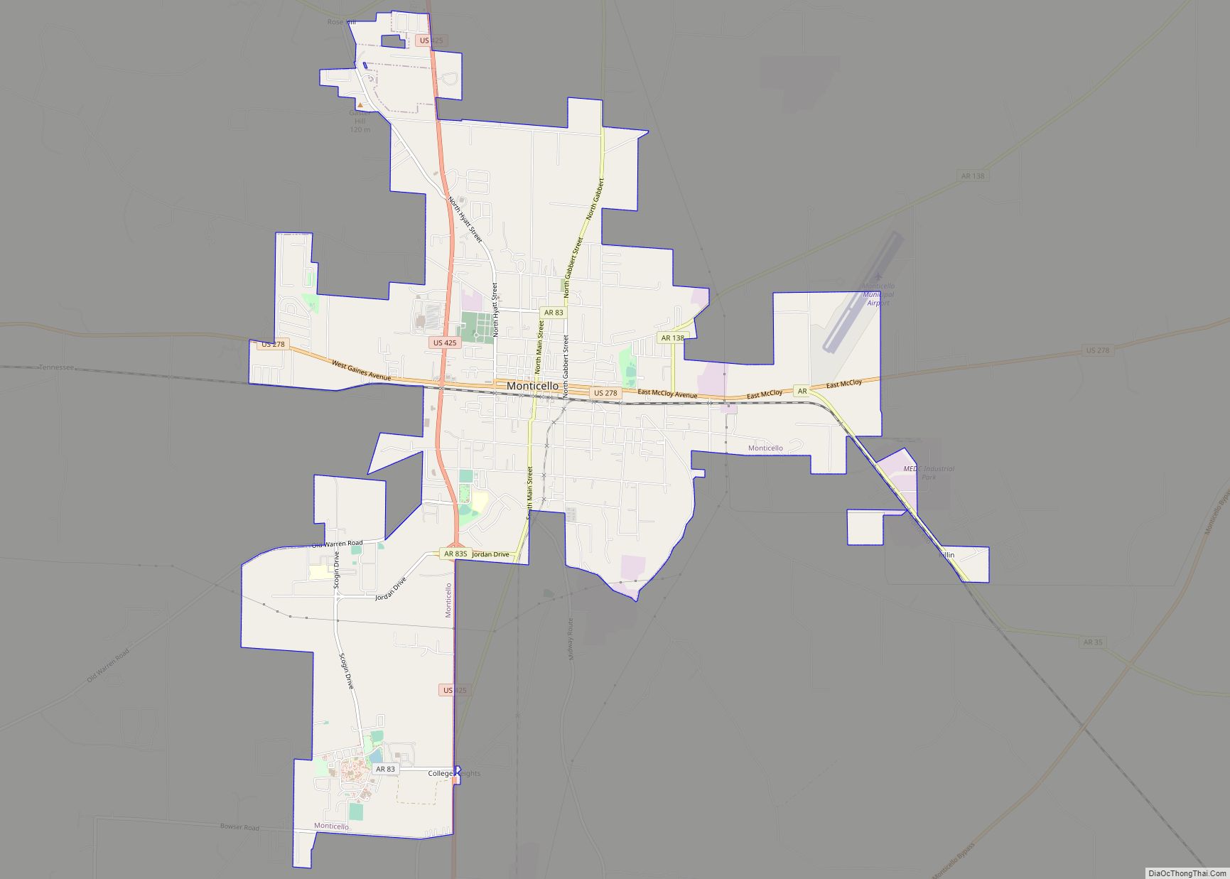 Map of Monticello city