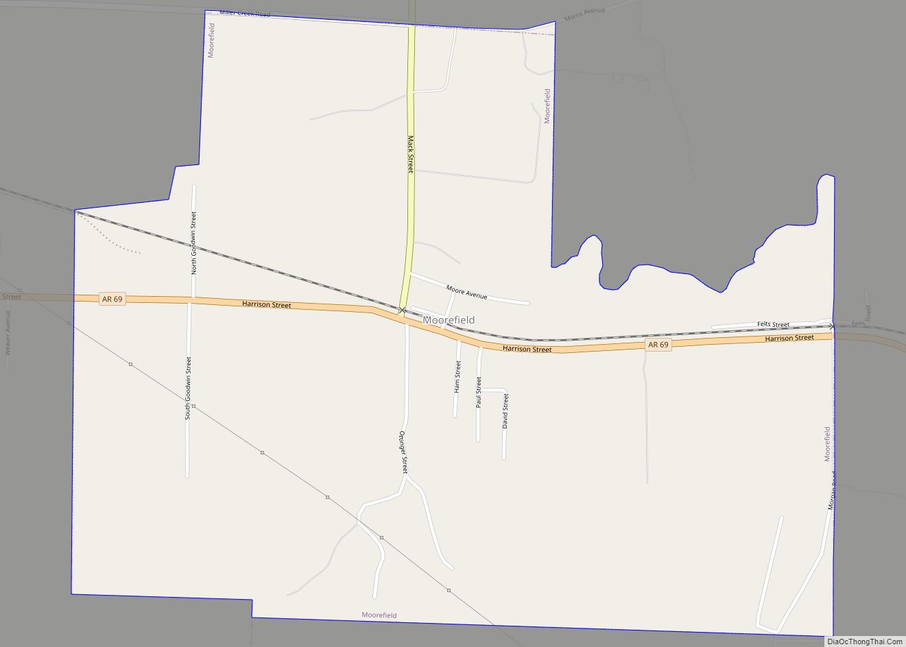 Map of Moorefield town