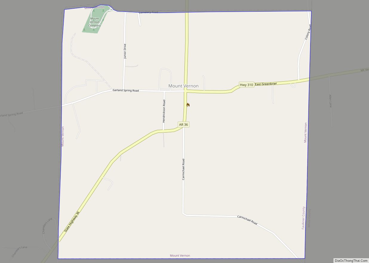 Map of Mount Vernon town, Arkansas