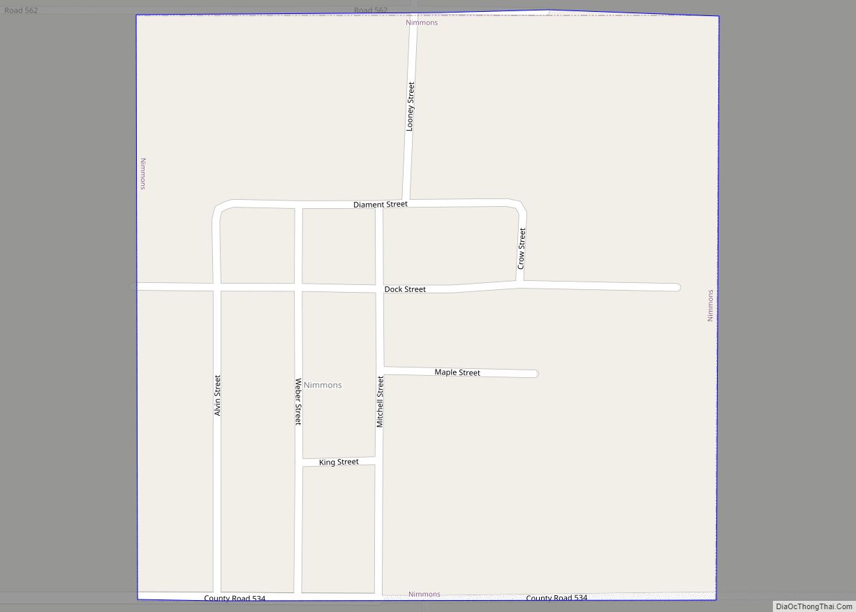 Map of Nimmons town