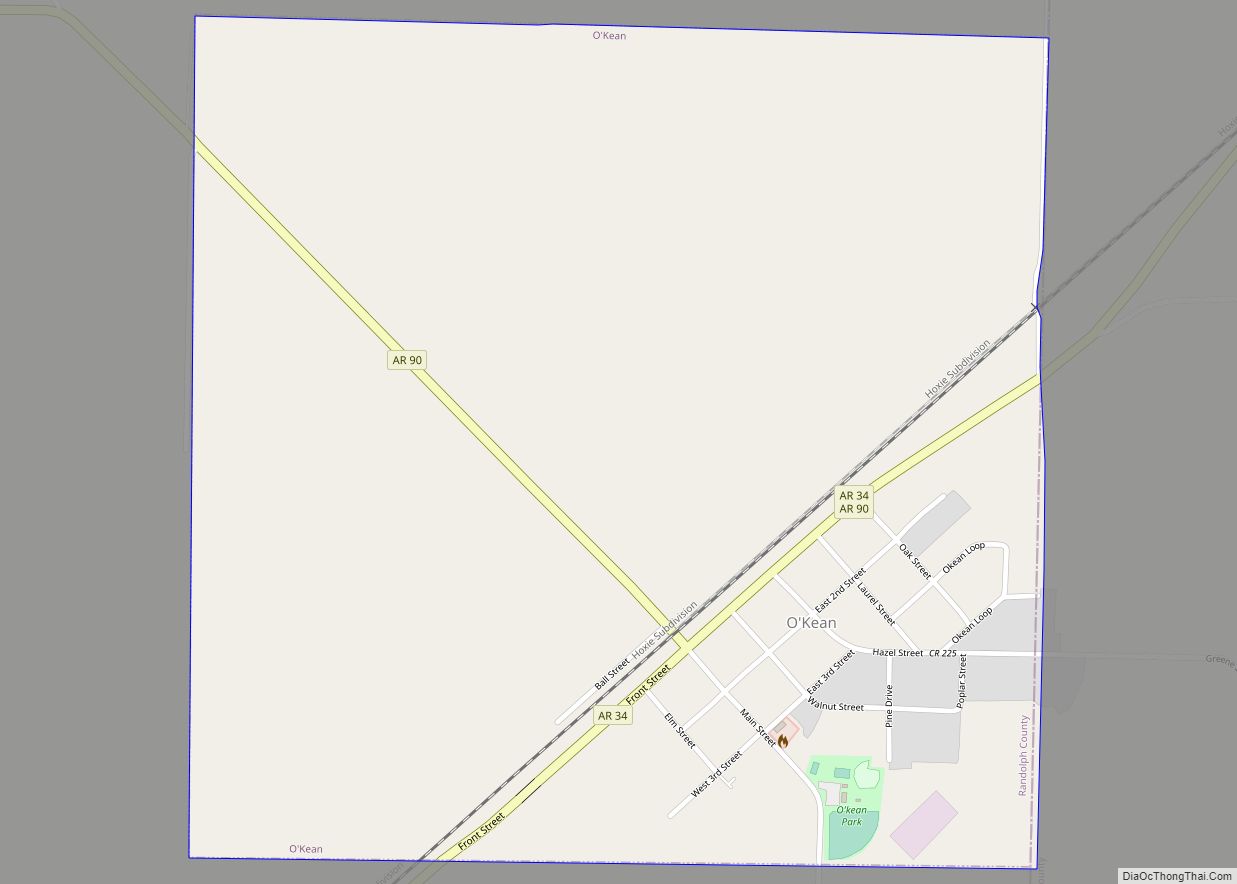 Map of O'Kean town