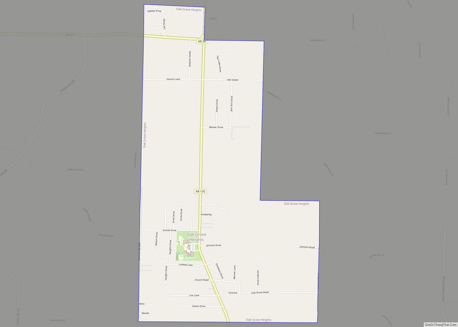 Map of Oak Grove Heights town