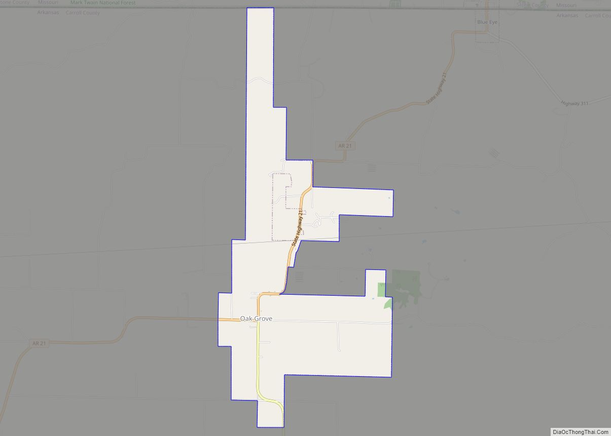 Map of Oak Grove town, Arkansas