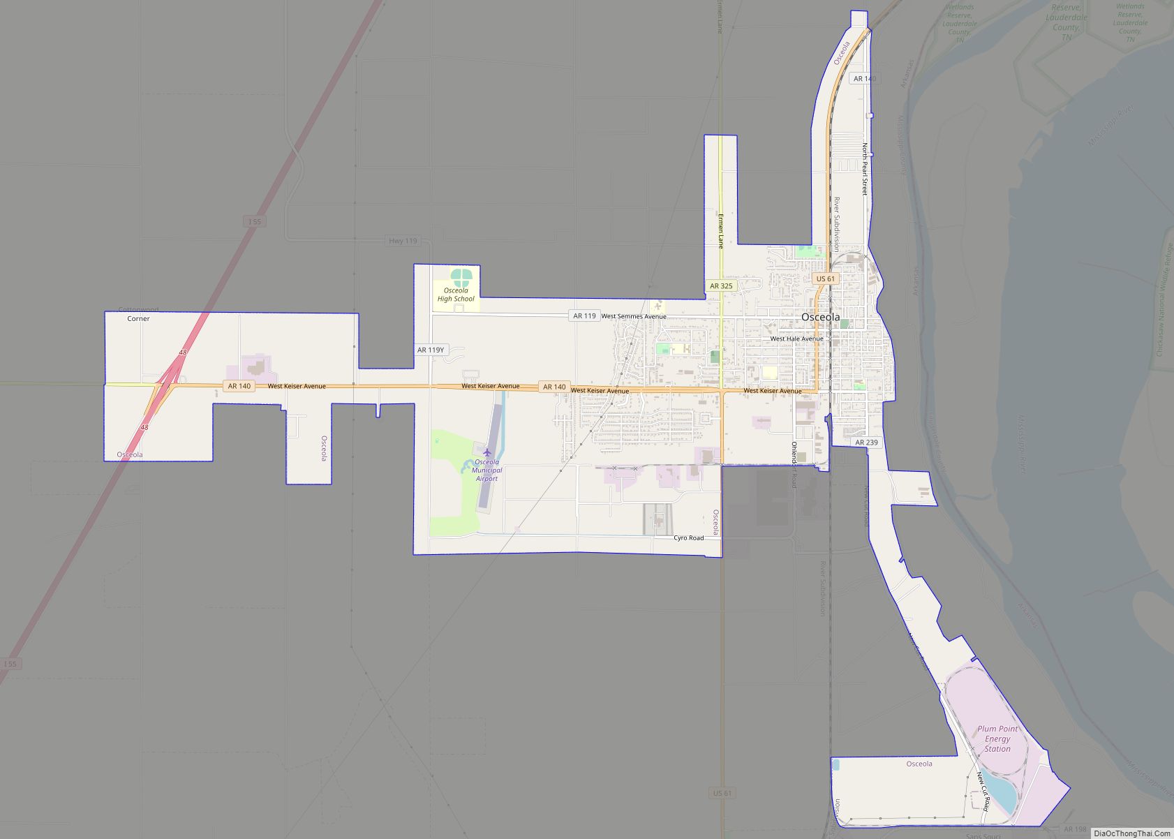 Map of Osceola city