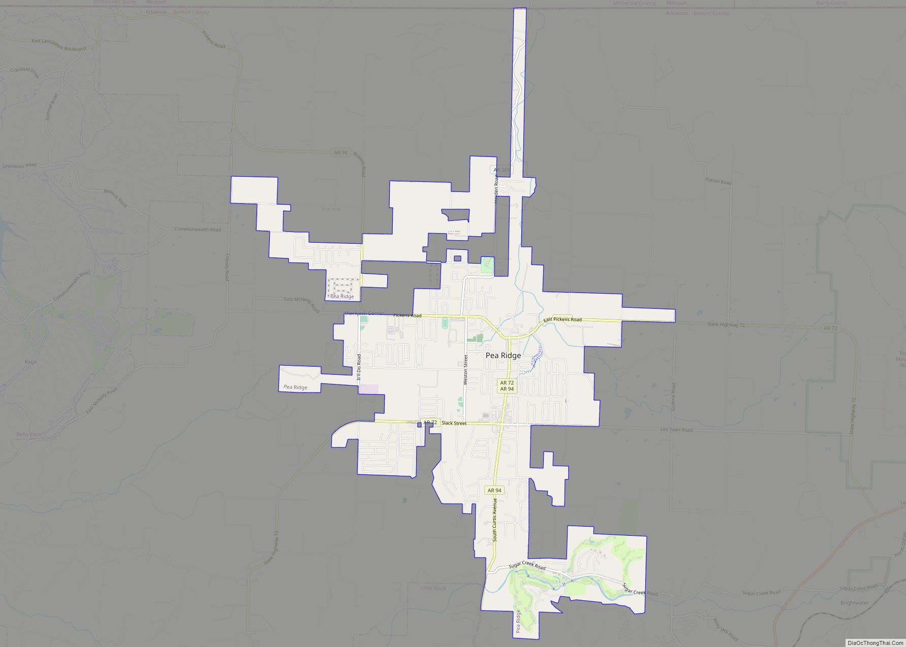 Map of Pea Ridge city