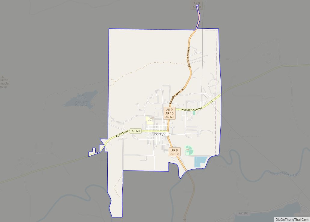 Map of Perryville city, Arkansas