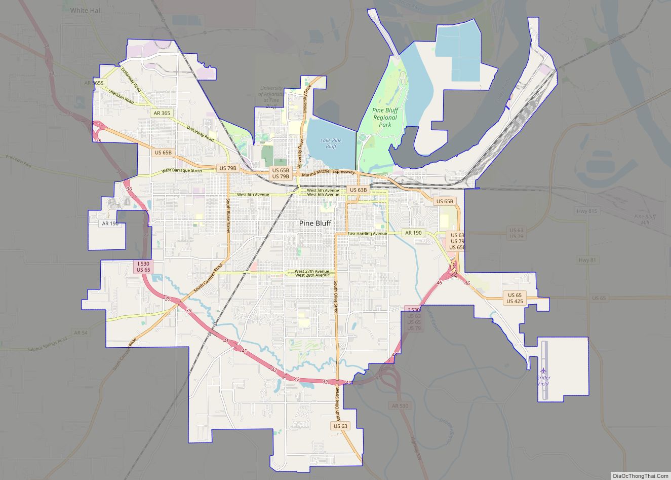 Map of Pine Bluff city