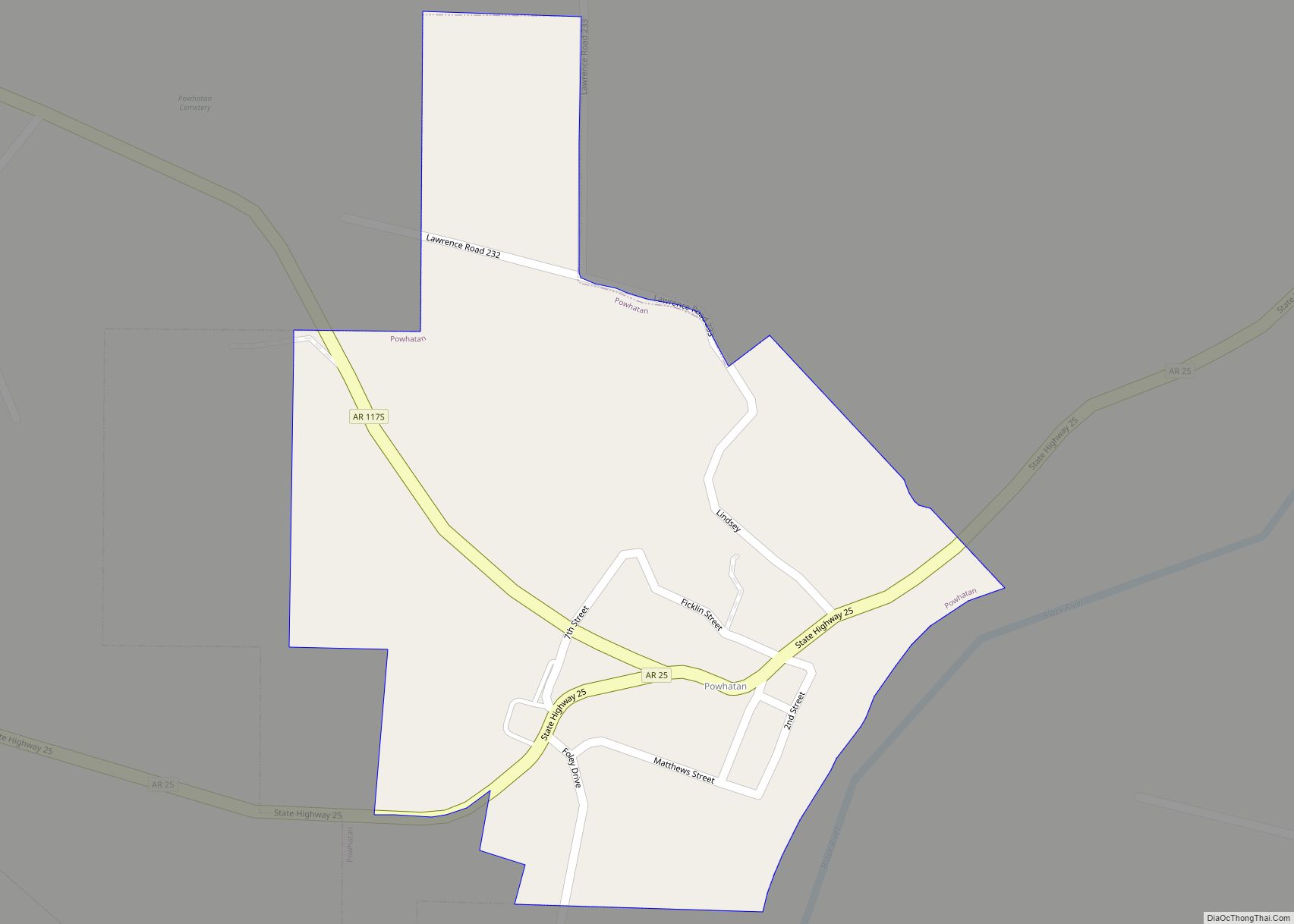 Map of Powhatan town