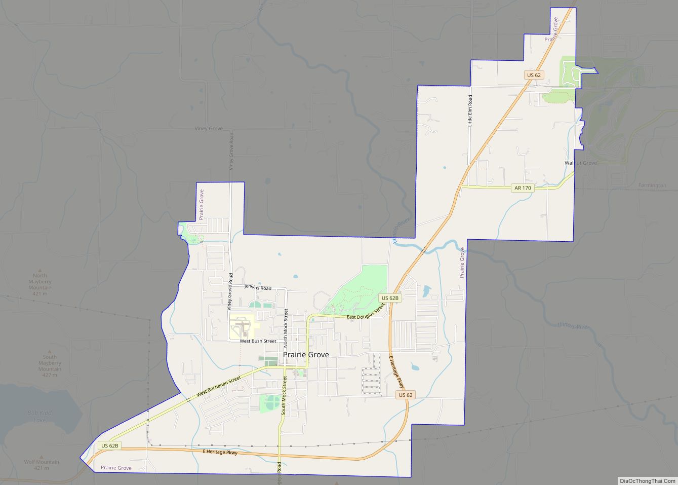 Map of Prairie Grove city
