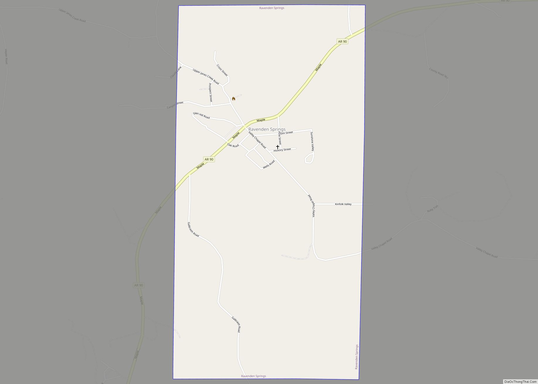 Map of Ravenden Springs town