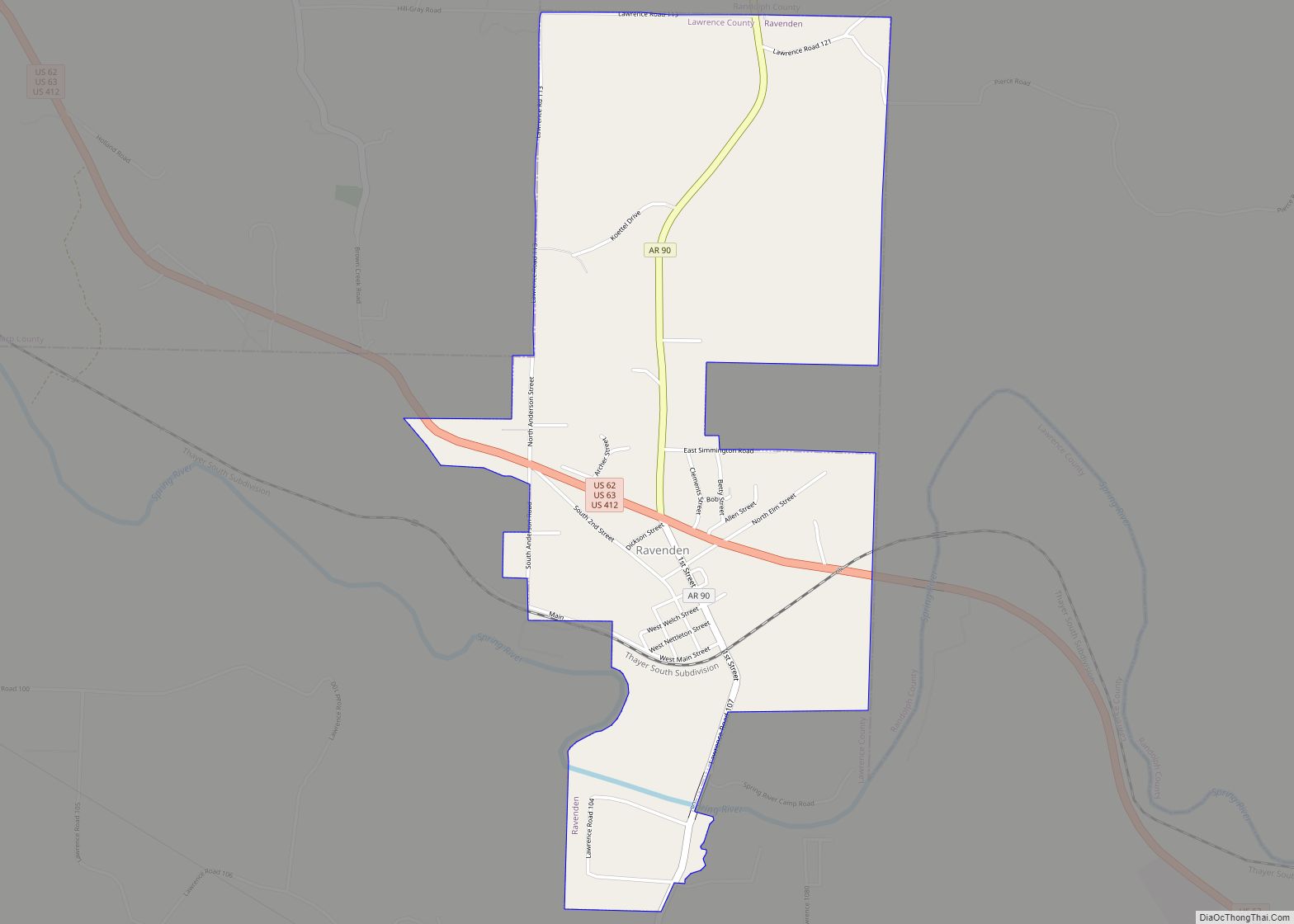 Map of Ravenden town