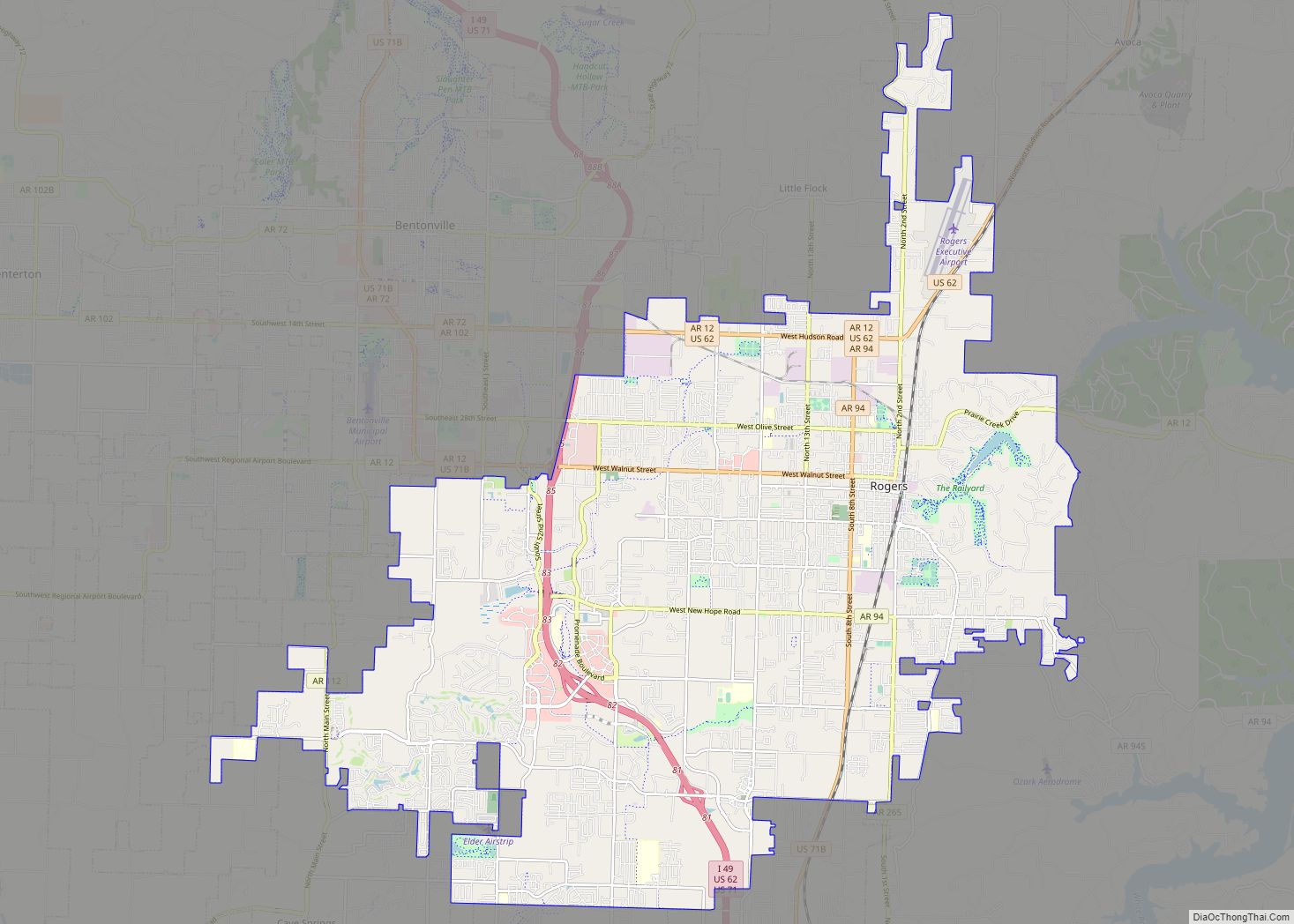 Map of Rogers city