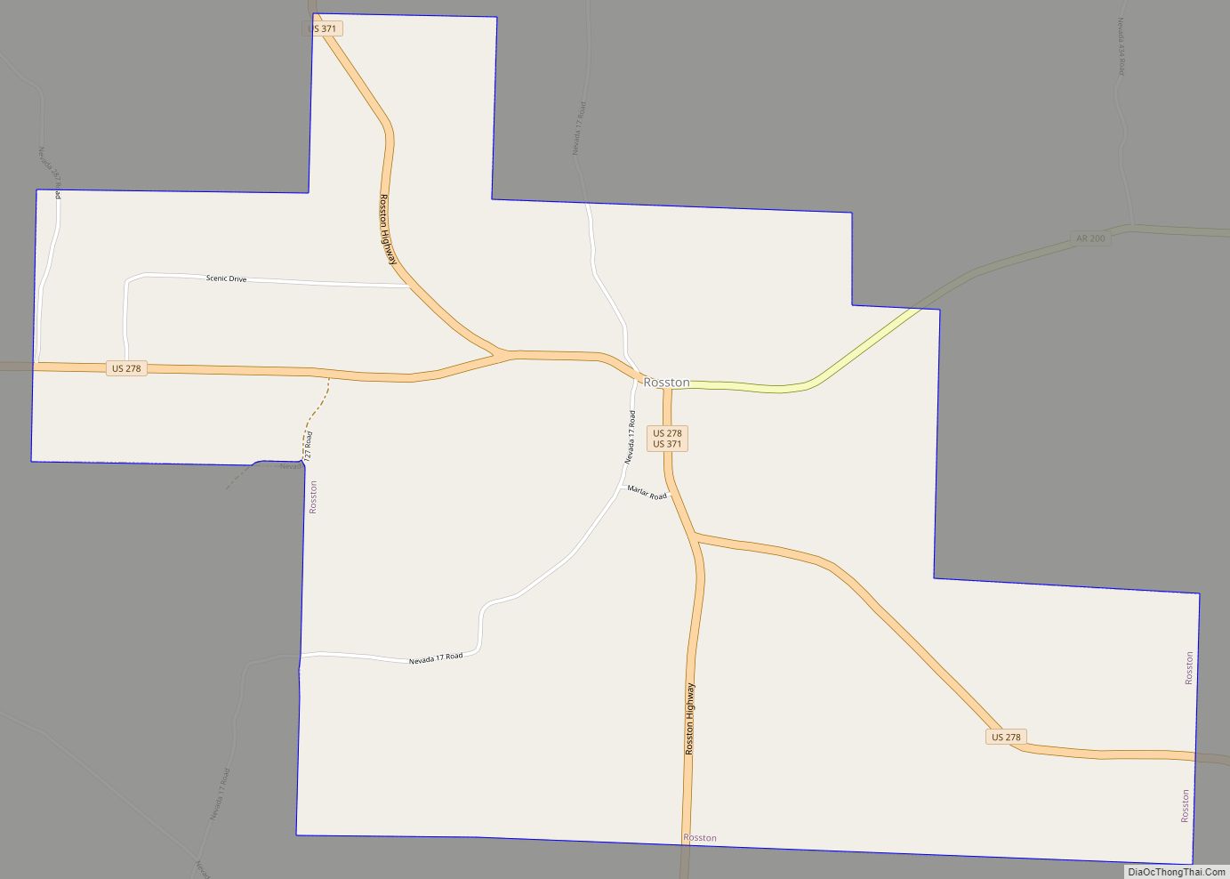 Map of Rosston town