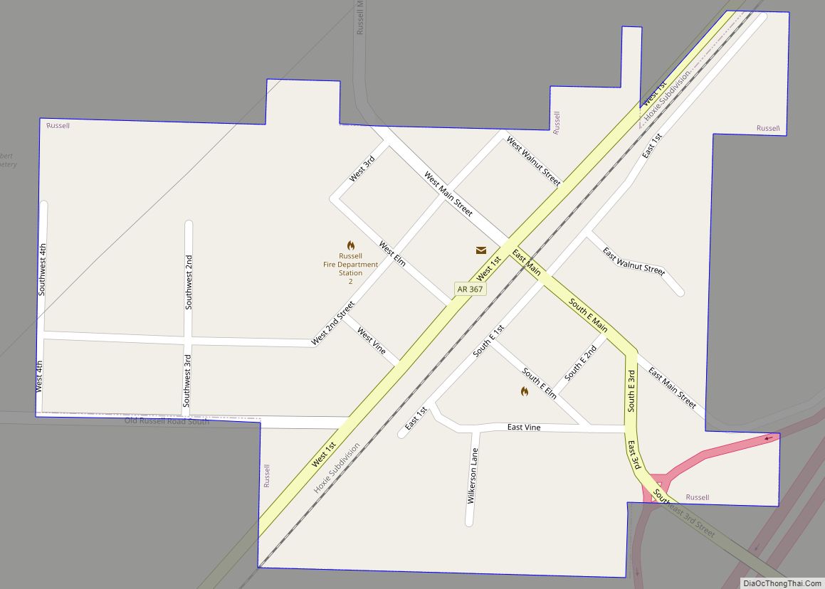 Map of Russell town