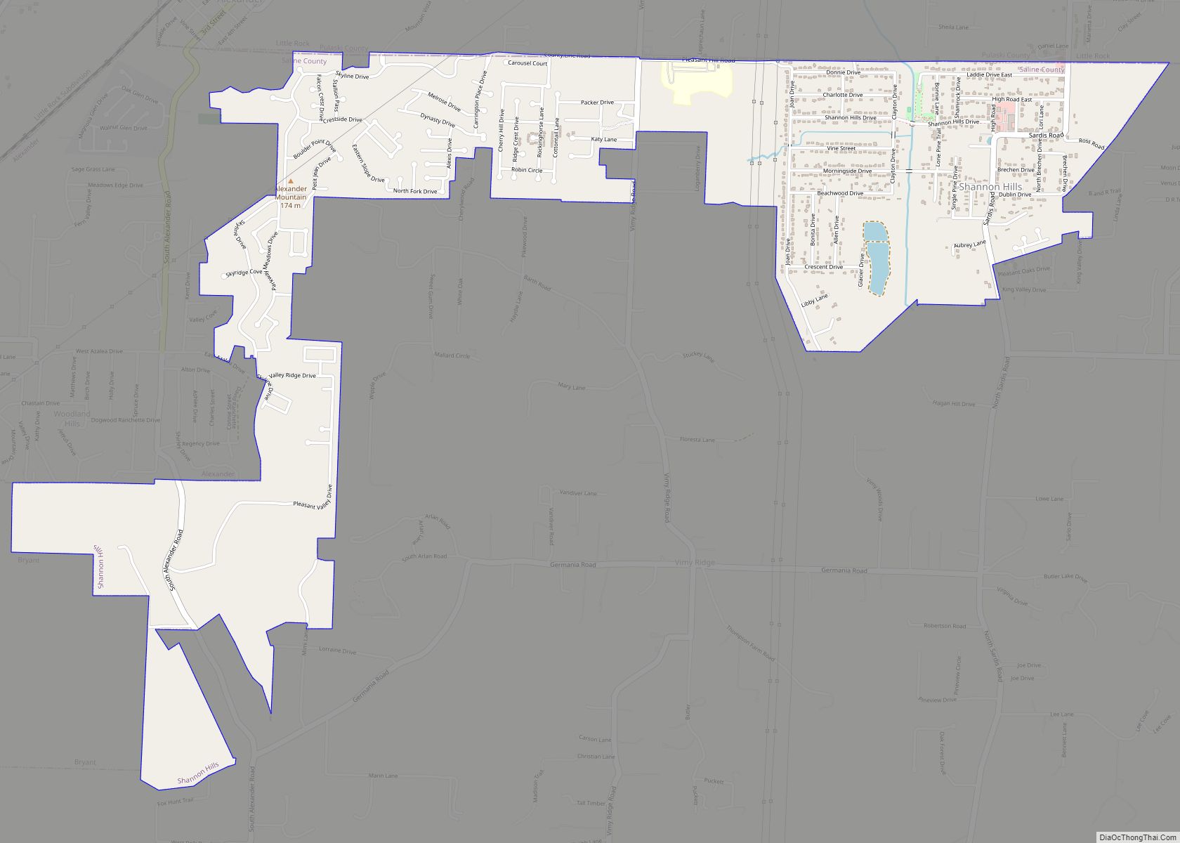 Map of Shannon Hills city