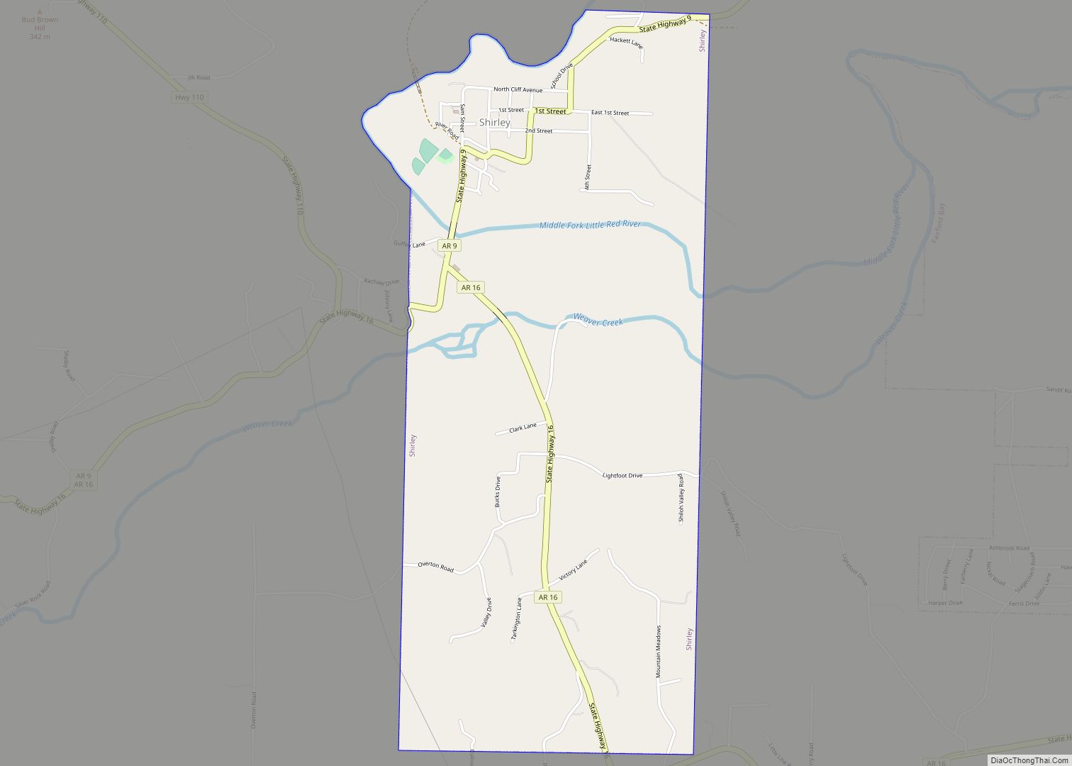 Map of Shirley town