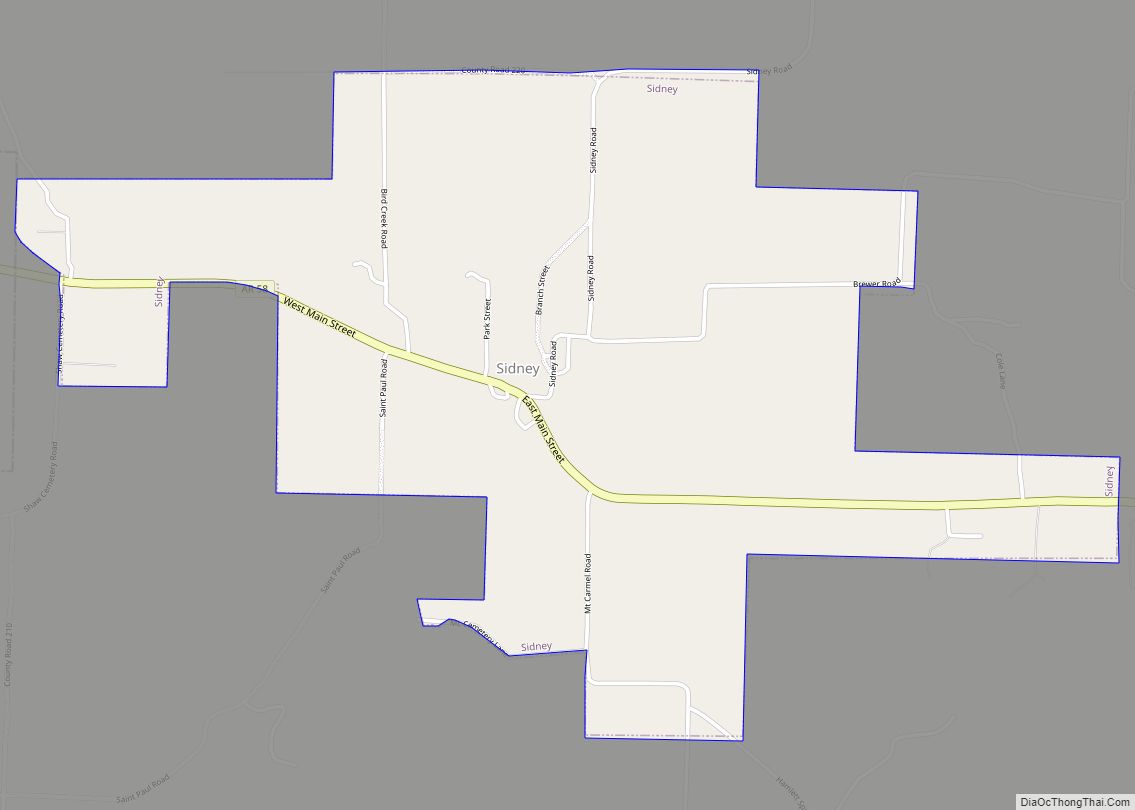 Map of Sidney town
