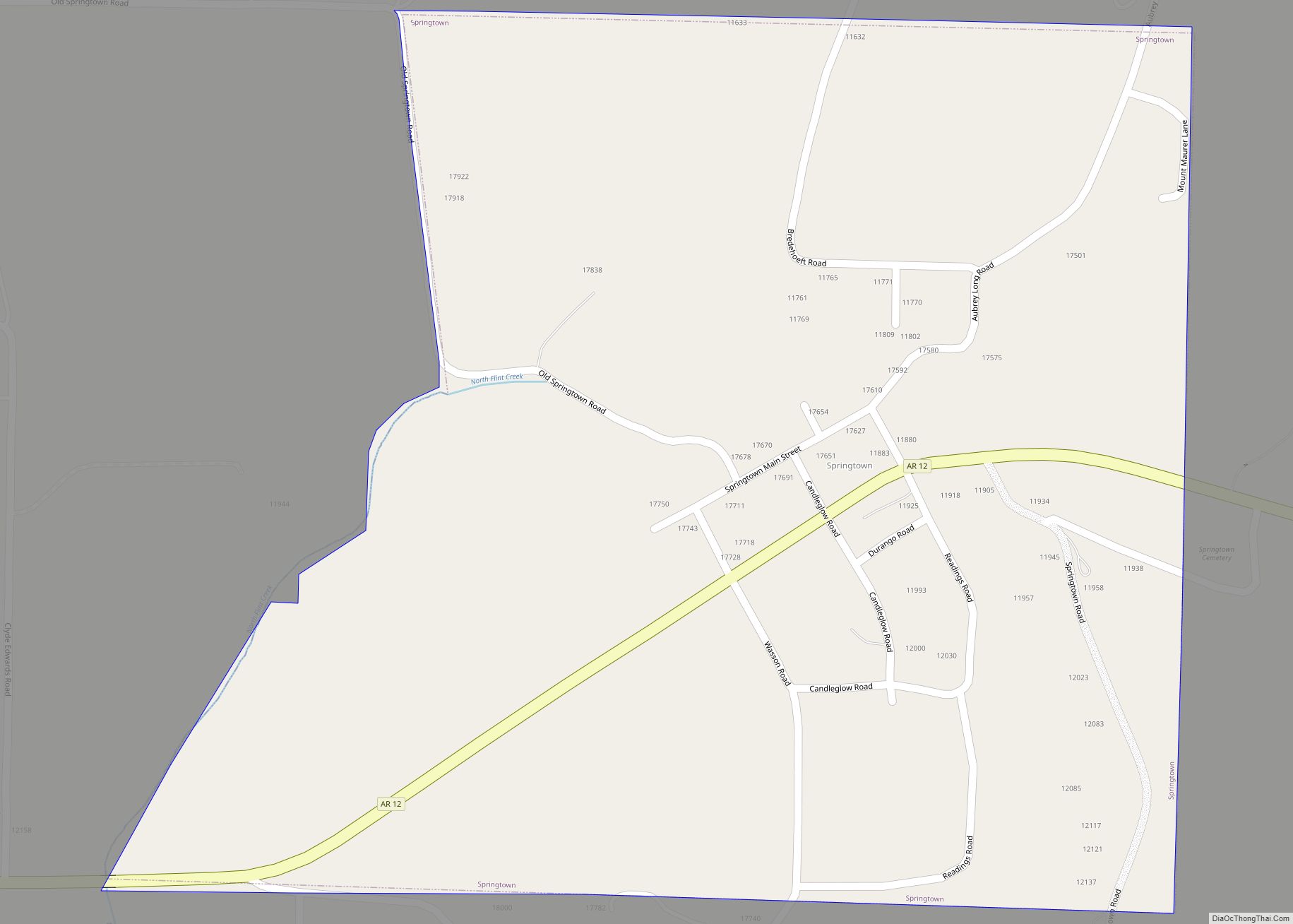 Map of Springtown town
