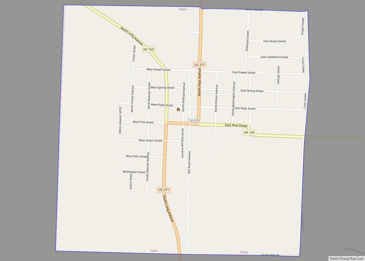Map of Taylor city, Arkansas