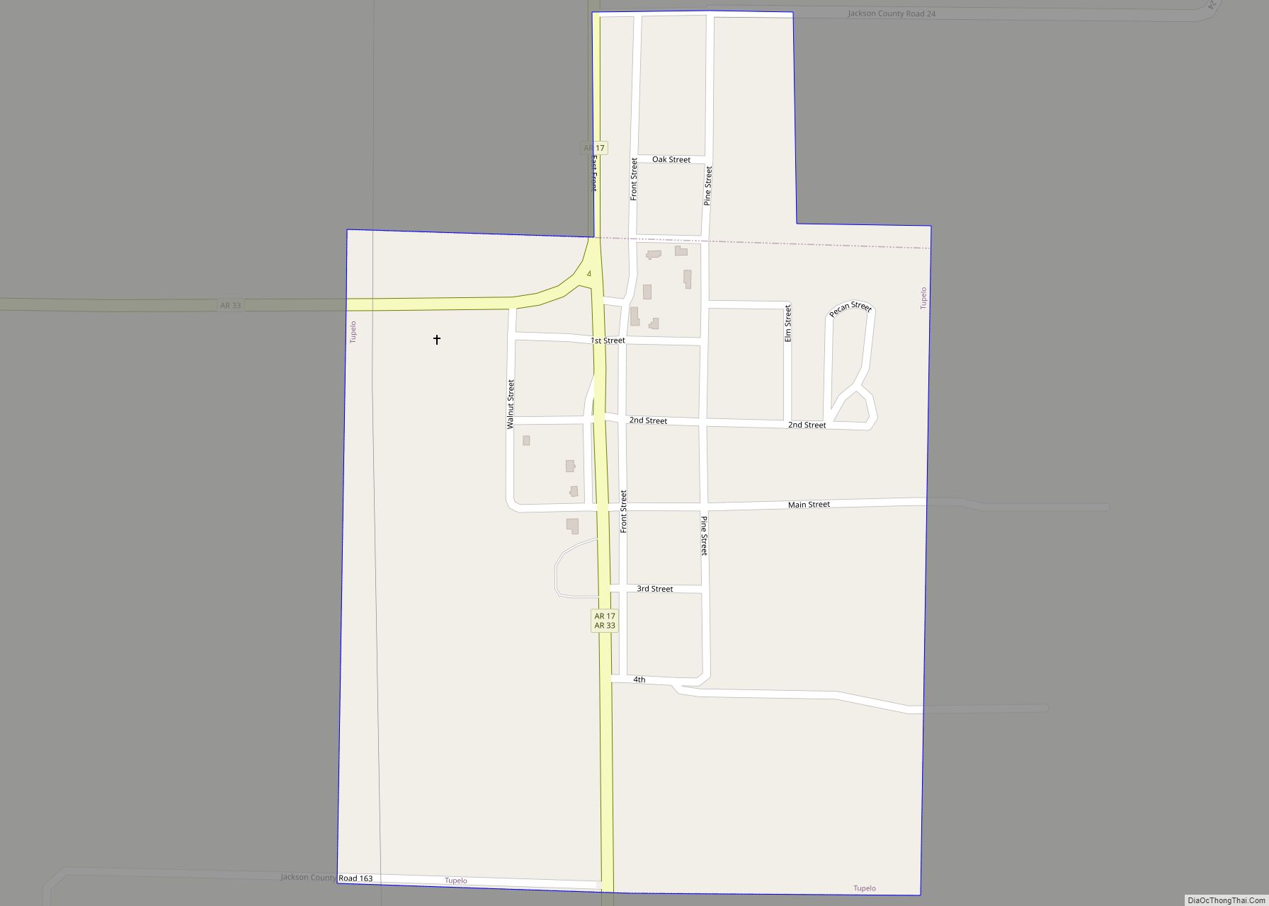 Map of Tupelo town