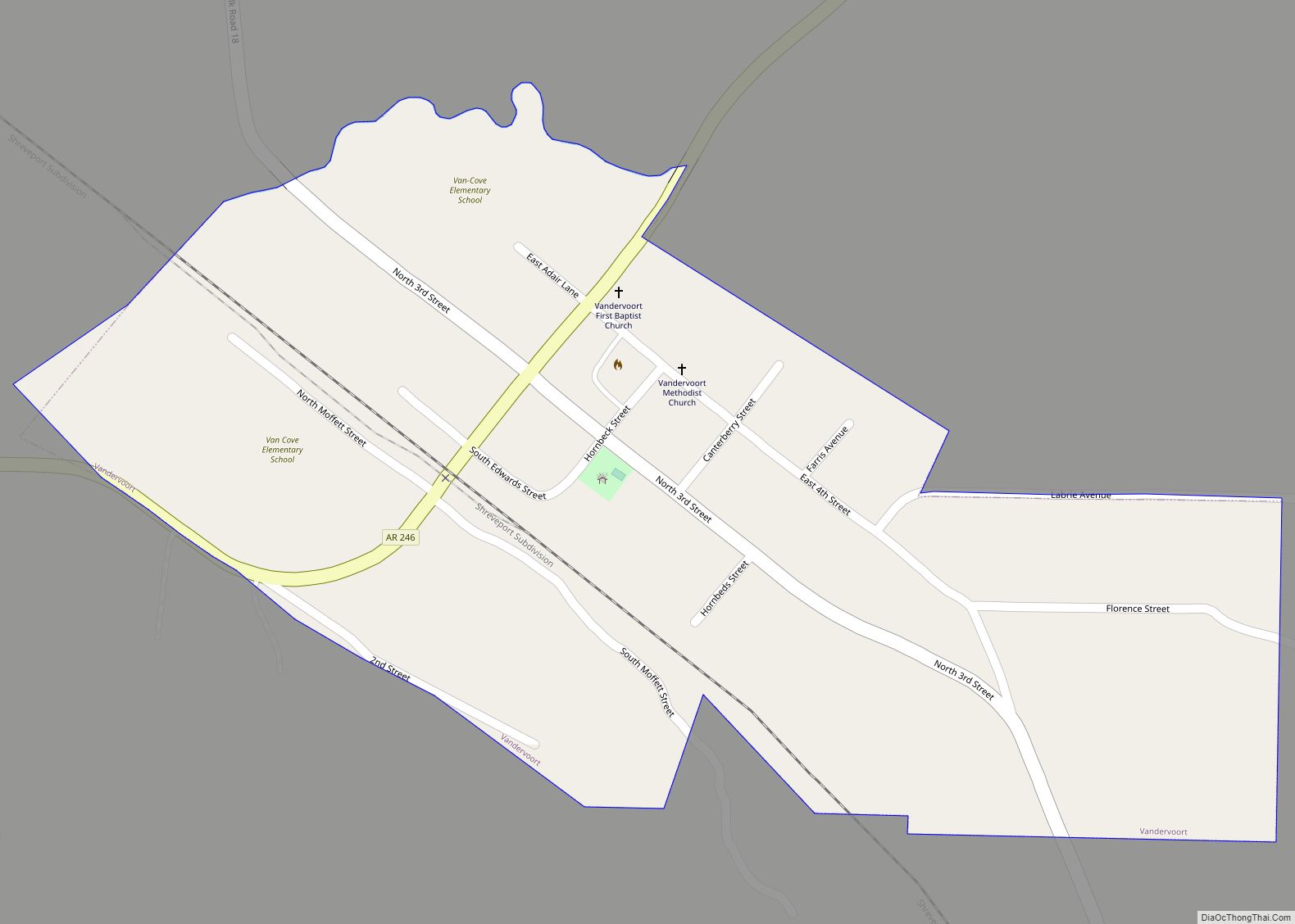 Map of Vandervoort town