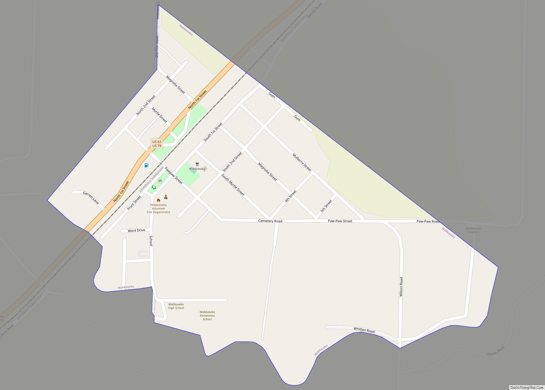Map of Wabbaseka town