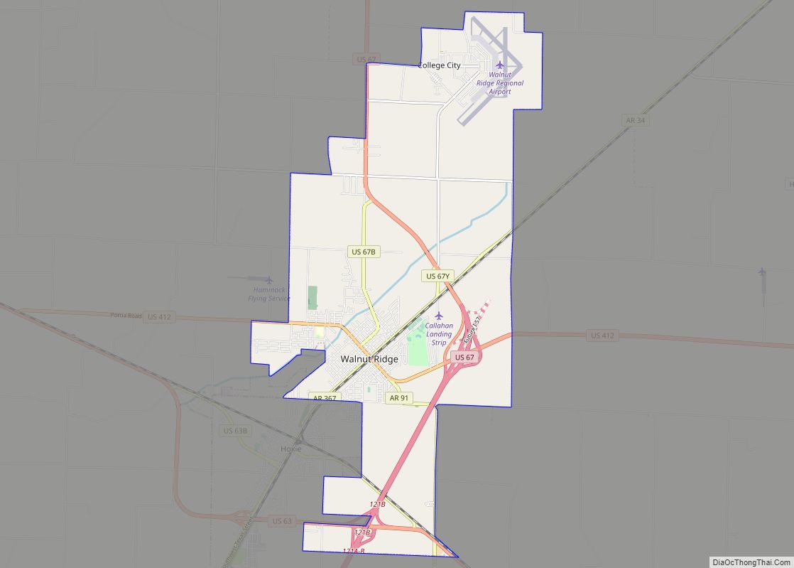 Map of Walnut Ridge city