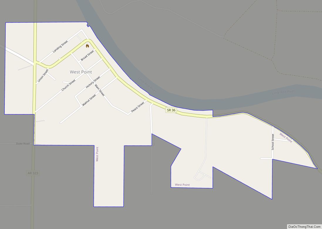 Map of West Point town, Arkansas