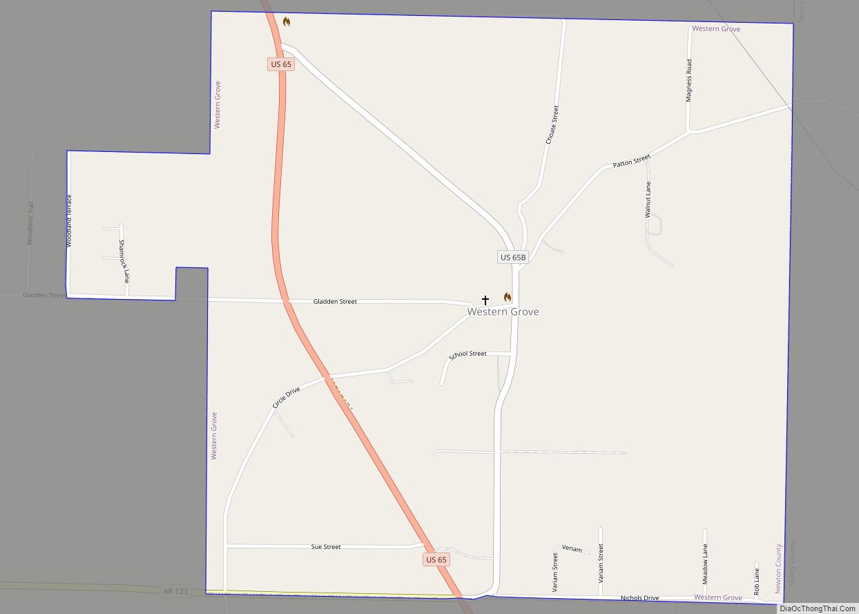 Map of Western Grove town