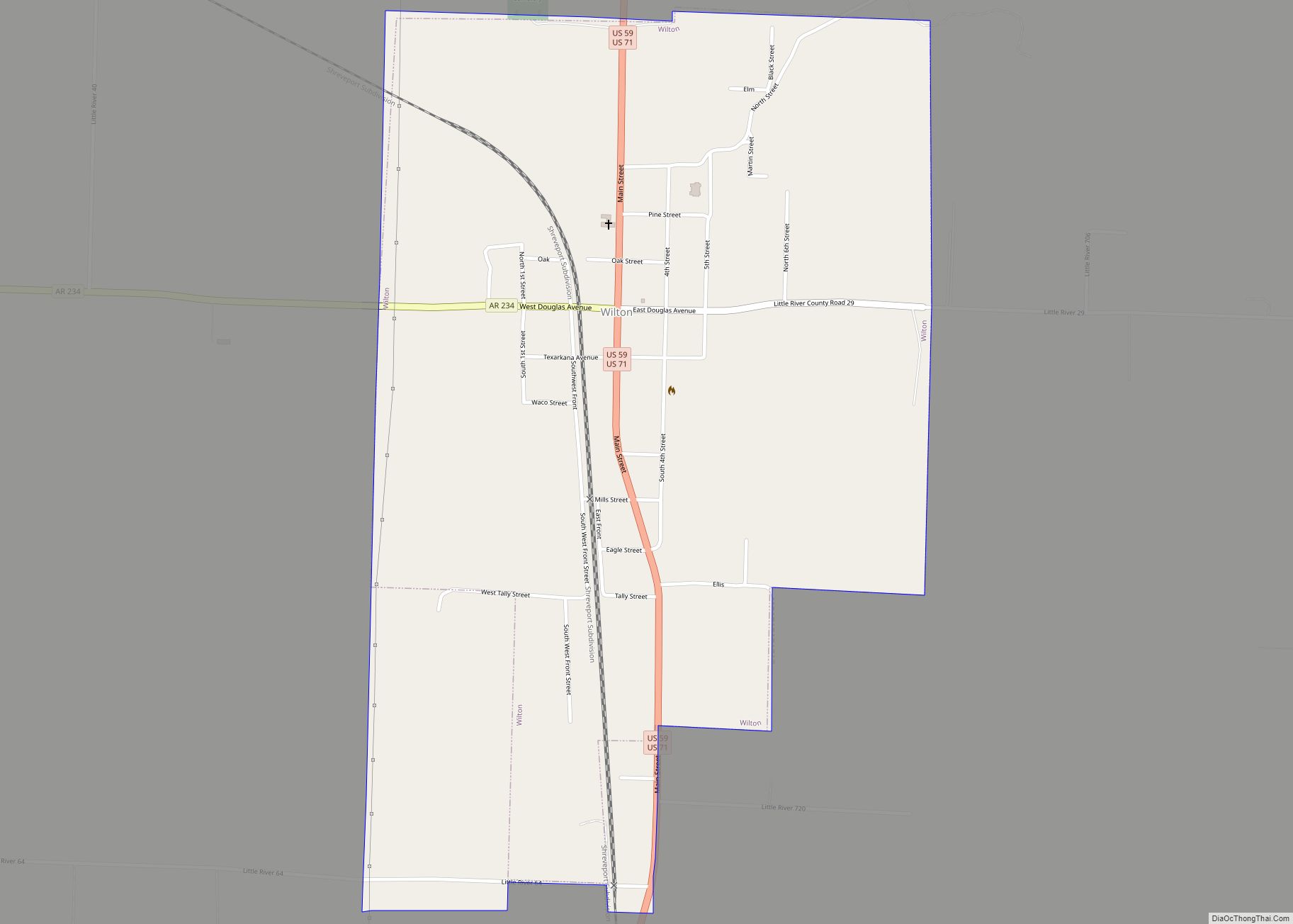 Map of Wilton city, Arkansas