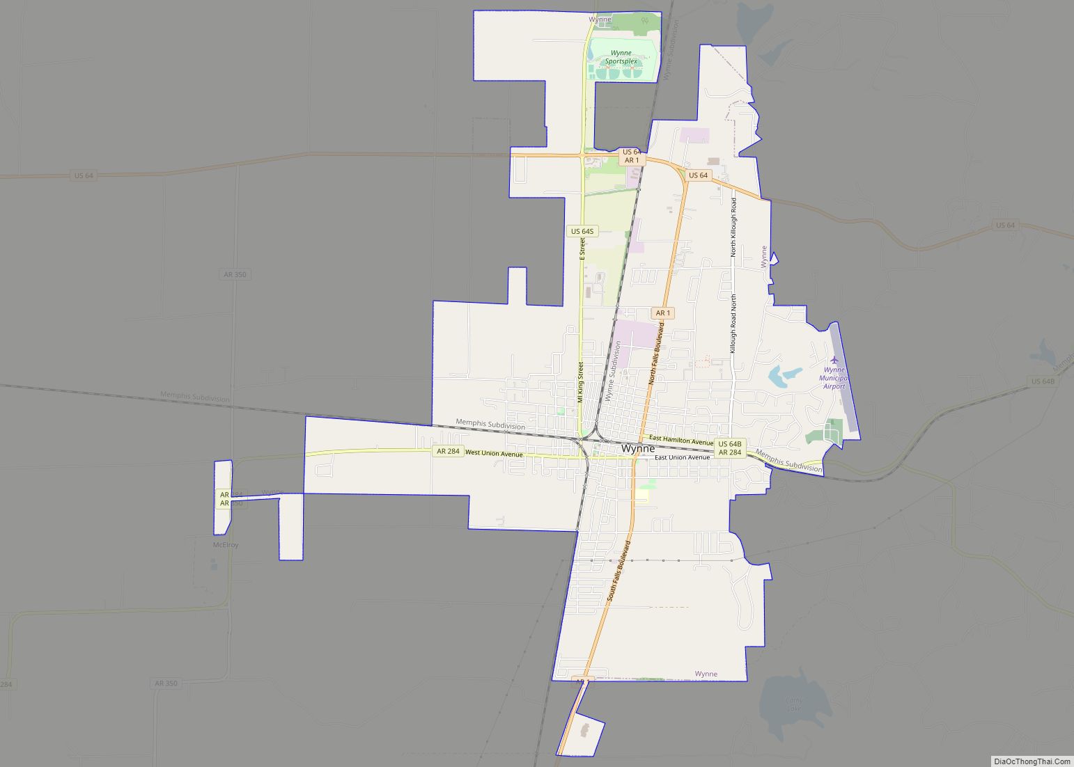 Map of Wynne city