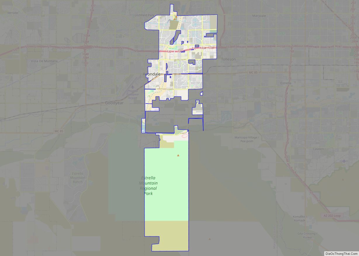 Map of Avondale city