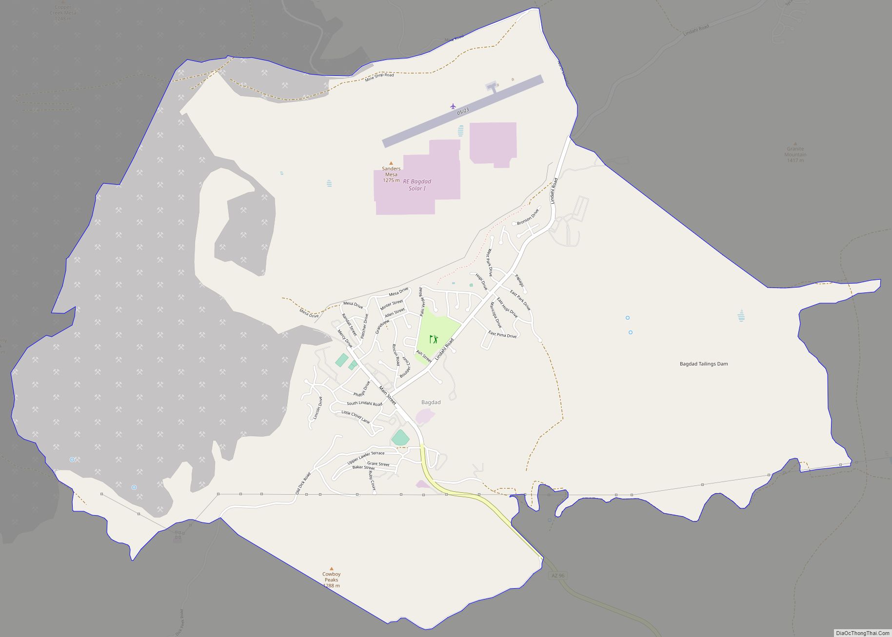 Map of Bagdad CDP, Arizona