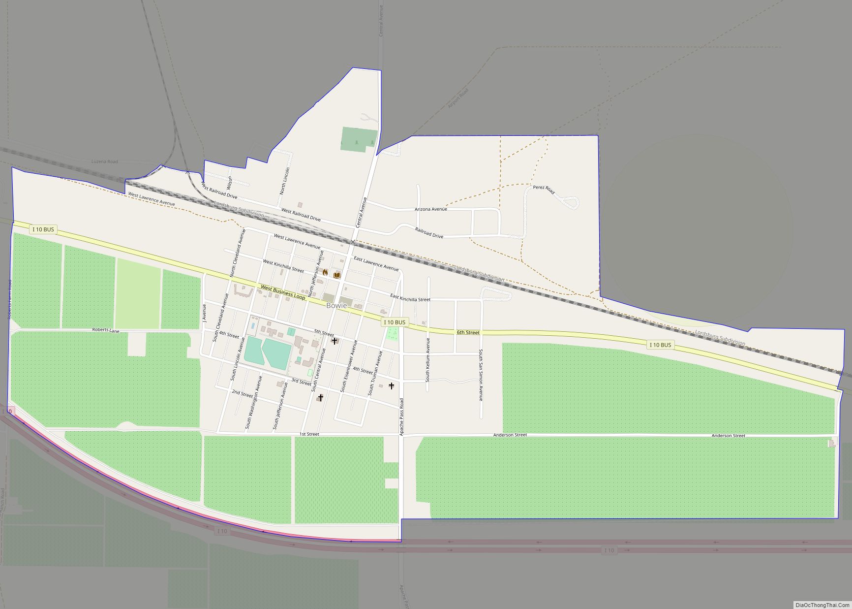 Map of Bowie CDP, Arizona