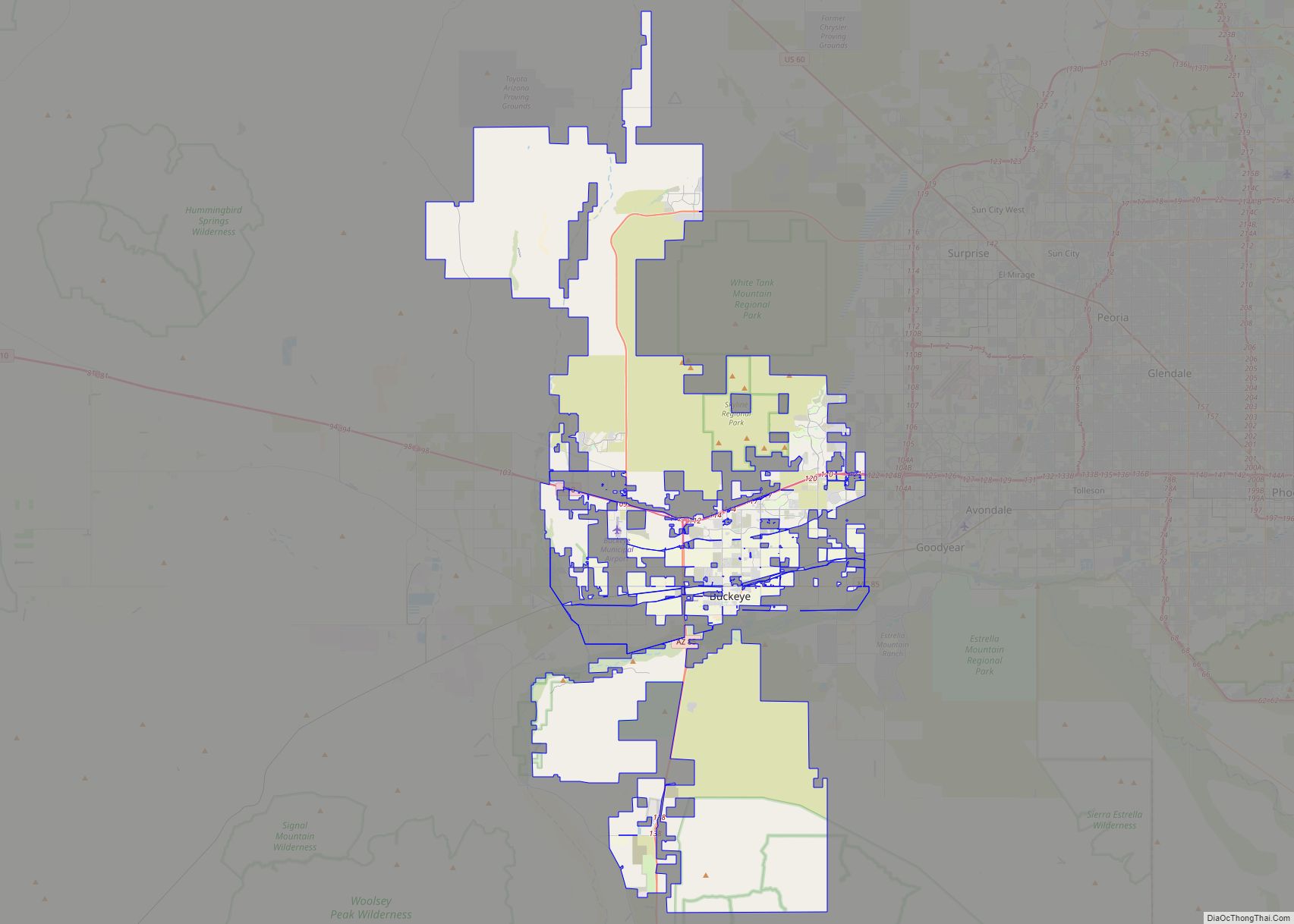 Map of Buckeye city, Arizona