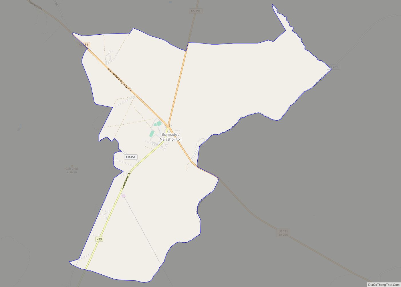 Map of Burnside CDP, Arizona