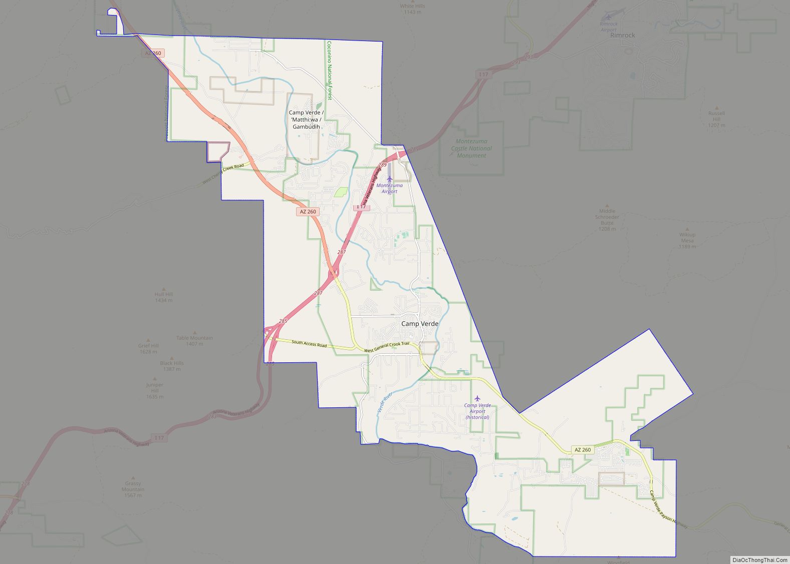 Map of Camp Verde town