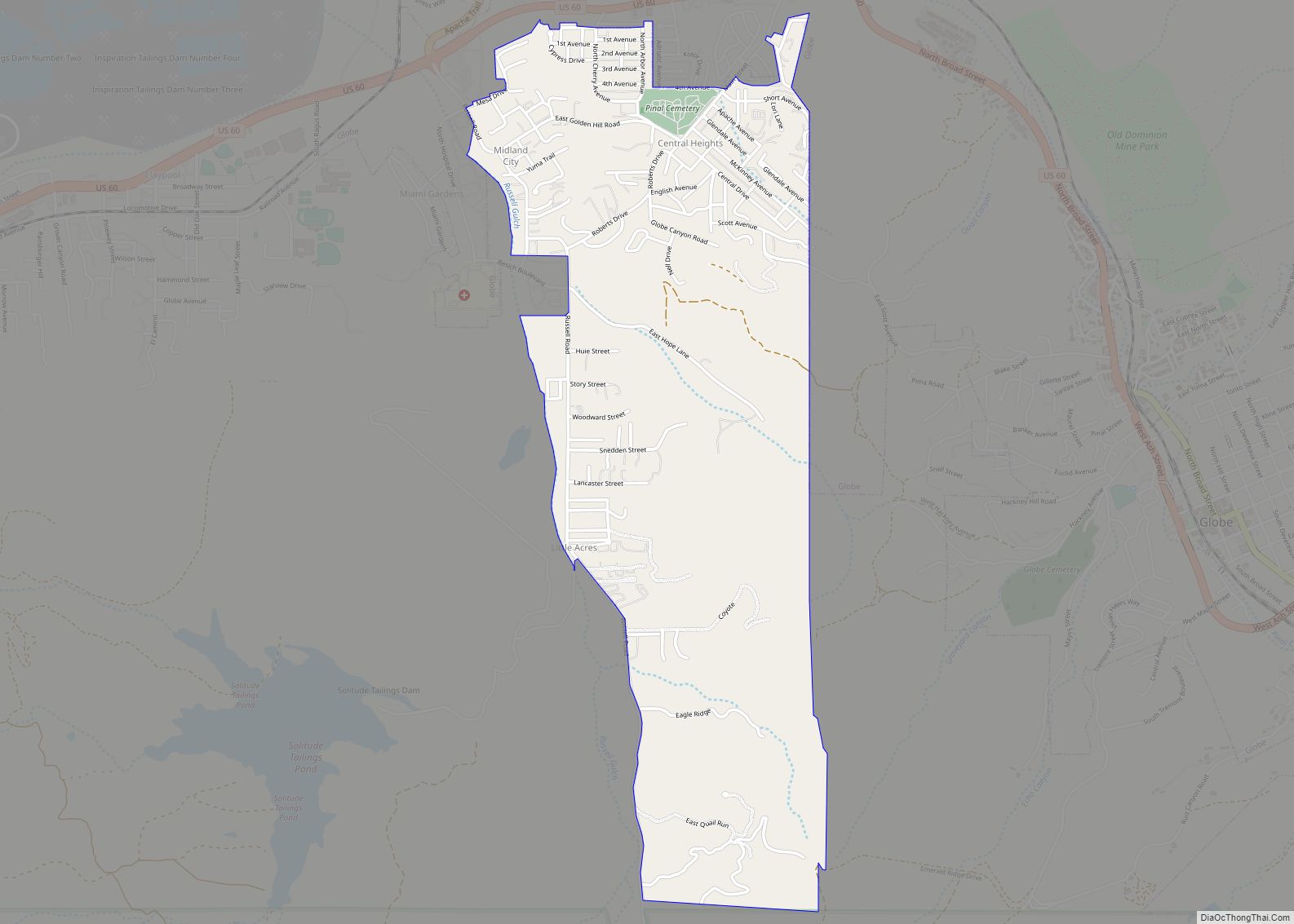 Map of Central Heights-Midland City CDP