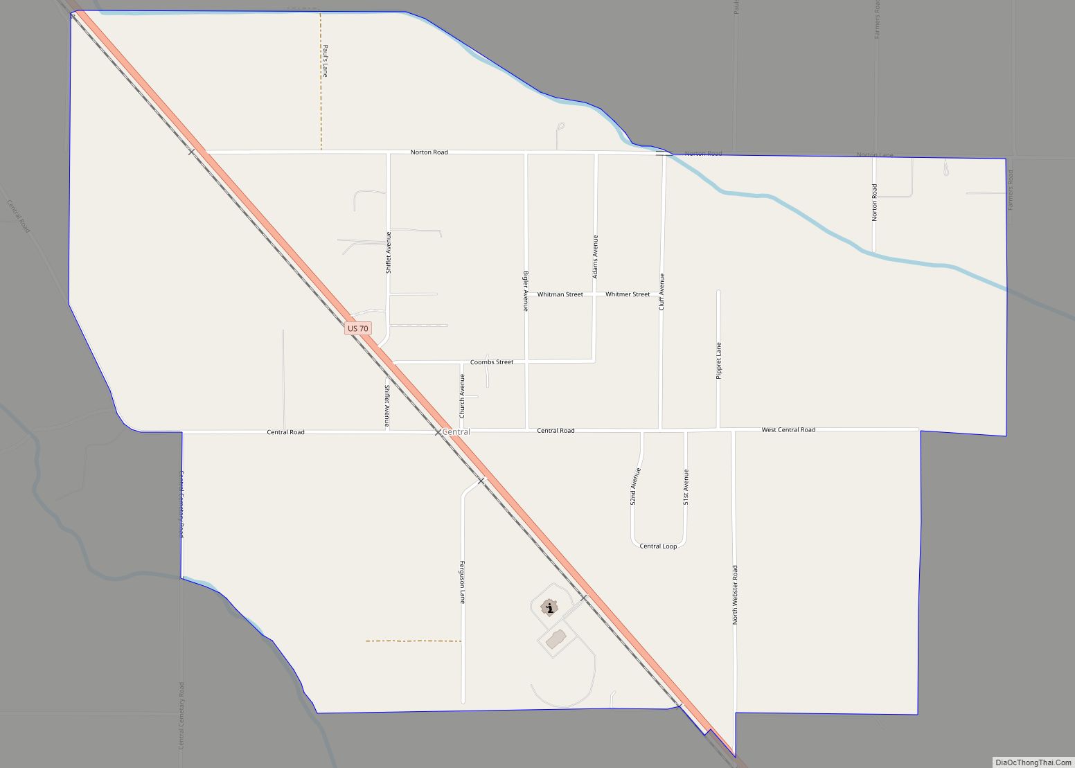 Map of Central CDP, Arizona