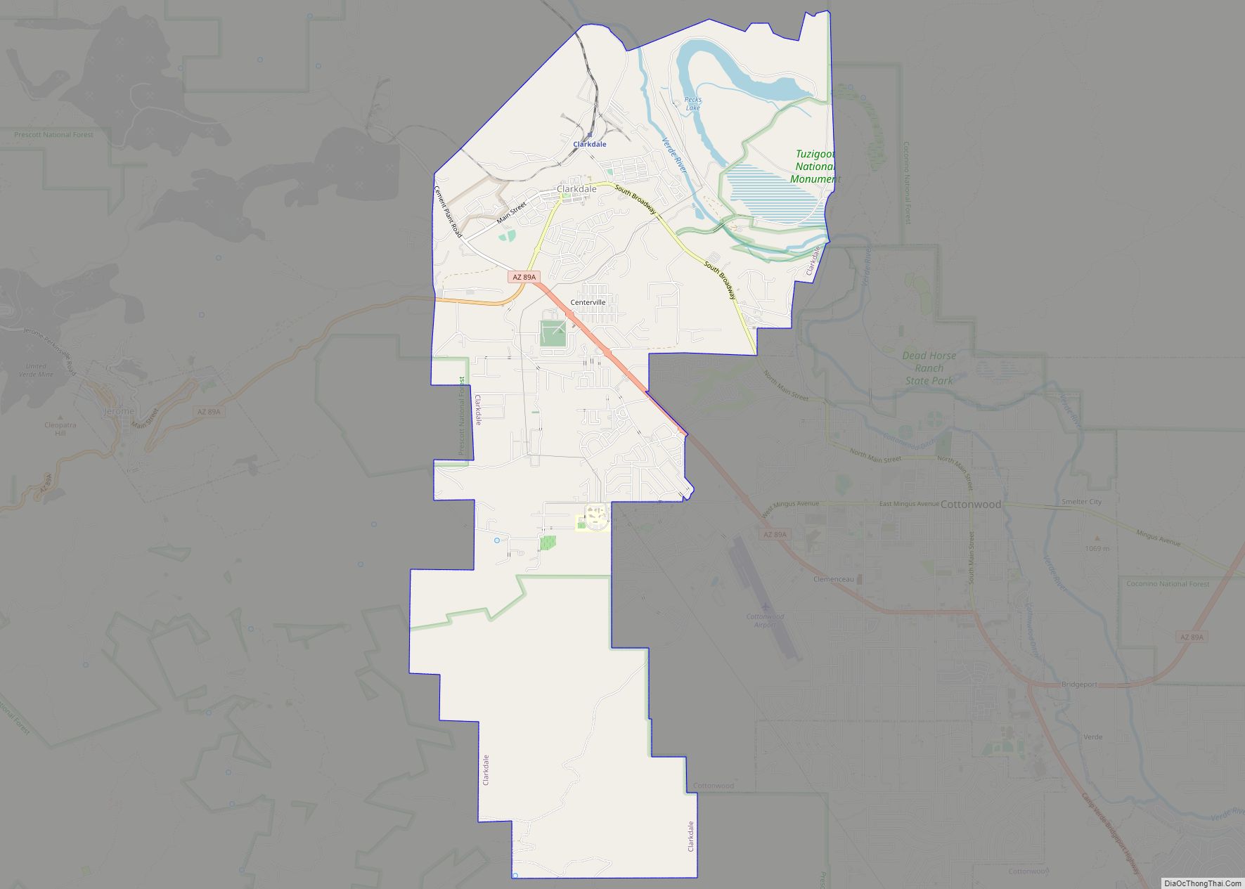 Map of Clarkdale town