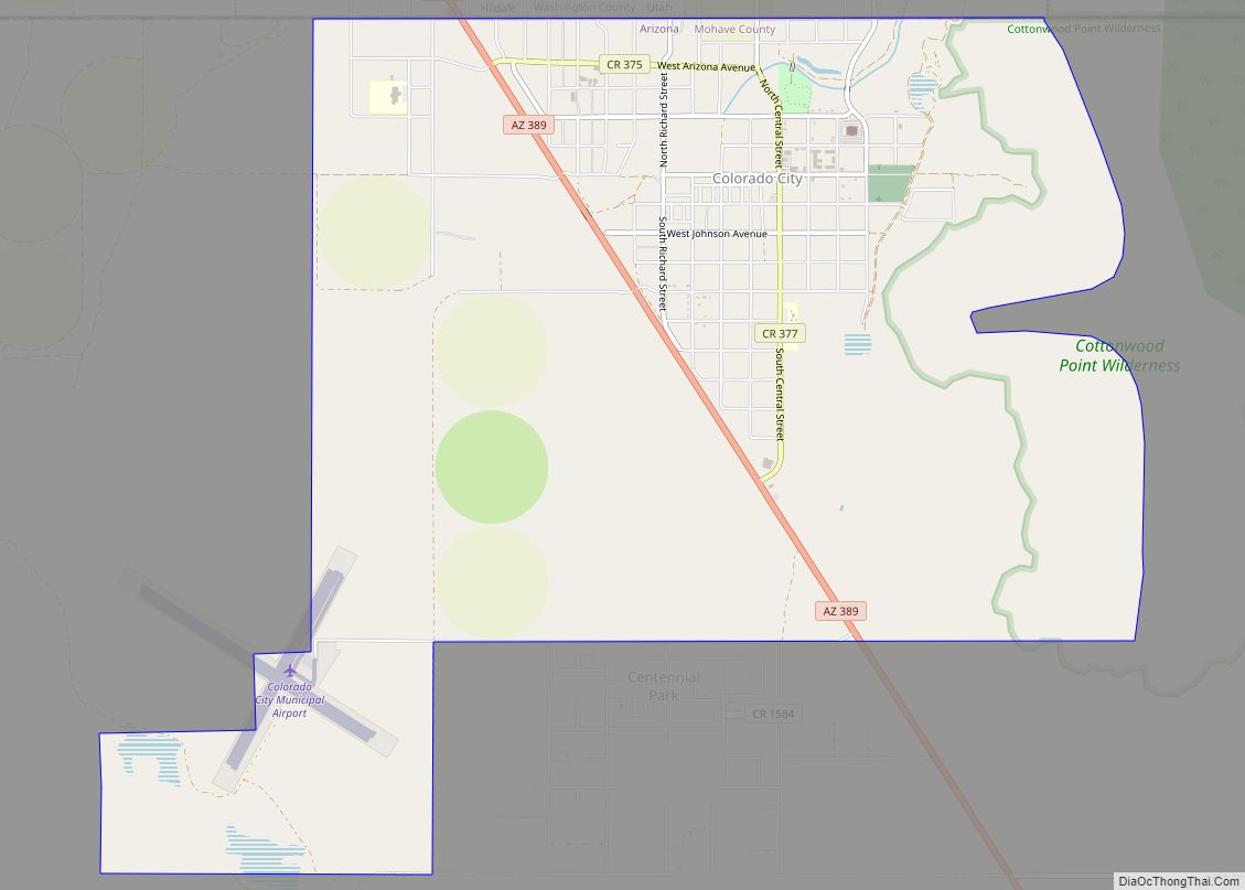 Map of Colorado City town, Arizona